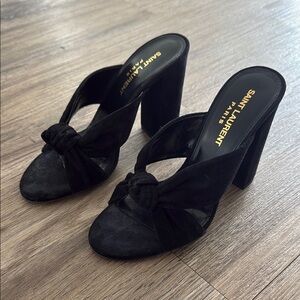 Saint Laurent Black Mules with Chunky Heel
